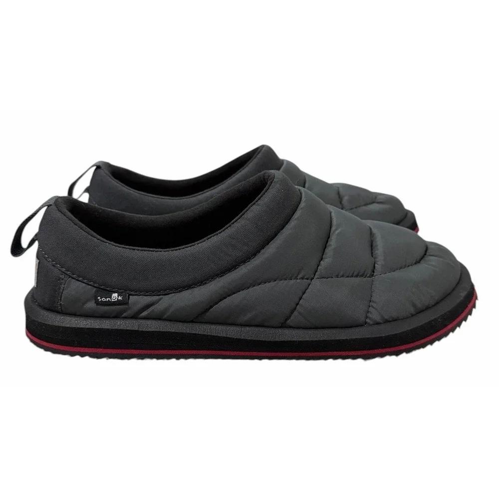 Sanuk Puff N Chill Mock Thermal‎ Puffy Slippers Gunmetal Mens Size 9